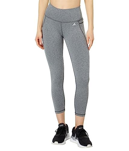Image of adidas Women's Optime Stash Pocket 7/8 High Waist Tights, Dark Grey Heather, XL