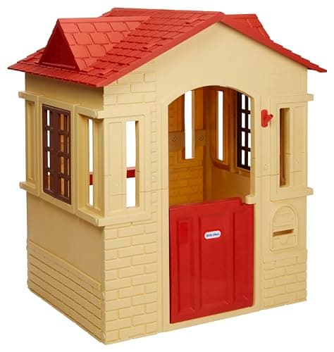 Image of Little Tikes Cape Cottage Playhouse with Working Door, Windows, and Shutters - Tan, Toddlers Ages 2+ Years