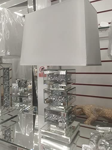 Image of Biznest Crystal Diamond 3 Box Bass Table Lamp Bedside Lamps with Shade, Night Light Modern Home Decoration Living Room, Nightstand, Office