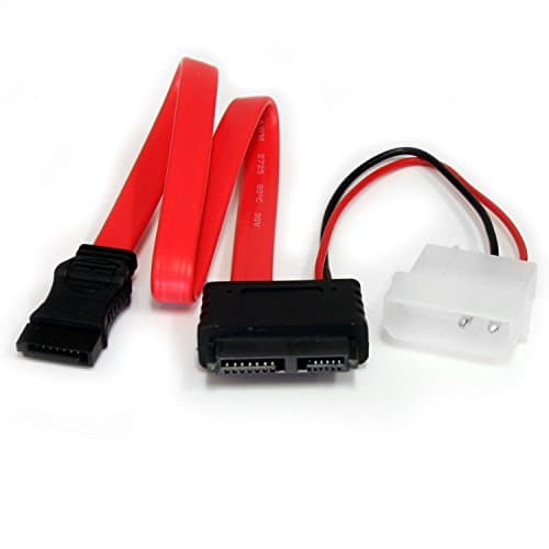 Image of StarTech.com 12in Slimline SATA to SATA with LP4 Power Cable Adapter (SLSATAF12), Red