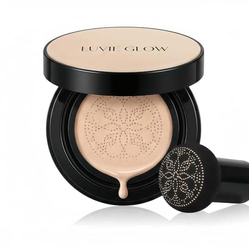 Image of Luvie Glow Foundation Cushion Mushroom Head CC Cream, Waterproof Glow Foundation, Moisturising CC Cream Foundation for Natural Coverage, Long Lasting Luvie Glow Foundation for All Skin Types (Warm)