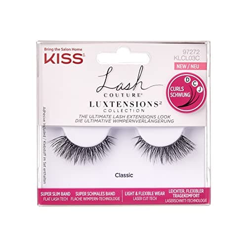 Image of KISS Lash Couture LuXtensions Collection 1 Pair of Fake Lashes, Classic, Light and Flexible Faux-Mink Eyelash with Super Slim Band includes Lash Glue