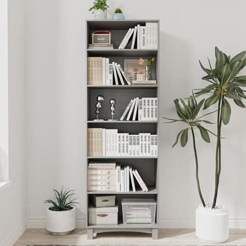 Image of URBNLIVING 5/6 Tier Wooden Shelf Bookcase Shelving Unit for Storage and Display, Ideal for Home or Office Organization, Stylish & Durable Wooden Stand with Multiple Shelves for Books, Décor