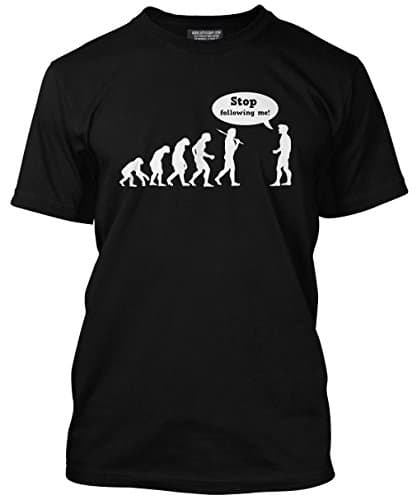 Image of HotScamp Darwins Evolution Funny Stop Following Me Men's Unisex T-Shirt - Black Large
