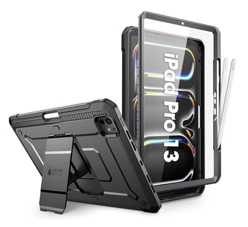 Image of SUPCASE for iPad Pro 13 Inch Case M4 2024 7th Generation with Pencil Holder (Unicorn Beetle Pro), [Built-in Screen Protector & Stand] Full-Body Rugged Cover for iPad Pro 13 Inch M4 2024 7th Gen, Black