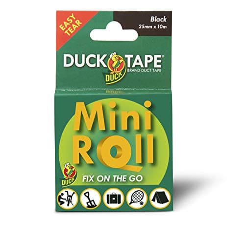 Image of Duck Tape Mini Roll Black - The Original High Strength Waterproof Gaffer and Duct Adhesive Cloth Repair Tape 25mm X 10m