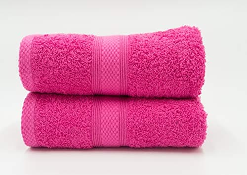 Image of Lex's Linens Pack of 2 100% Combed Cotton Hot Pink Hand Towels