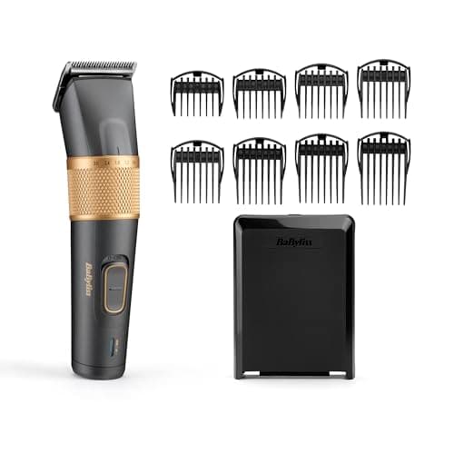 Image of BaByliss Graphite Precision Hair Clipper for Men, Cordless Hair Clippers with 160‑Minute Run Time, Fast Charge, Professional Japanese Steel Blades, 8 Comb Guides, Hard Storage Case, Black, E987U