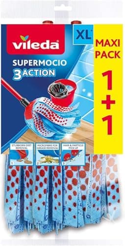 Image of Vileda Supermocio 3 Action Mop Refill Double Pack Head Pack of 2