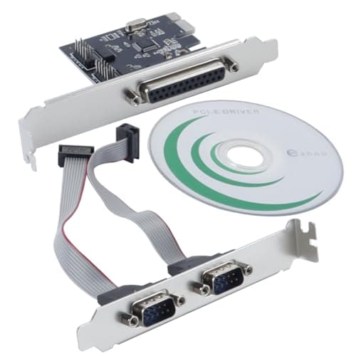 Image of Hoite Serial RS232 PCI Express Interface Card, PCI-E To Dual RS-232 Serial Port + 1 DB25 Parallel LPT Port Adapter, for Low Mount Desktop PC