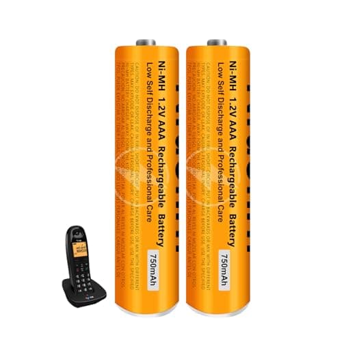 Image of 1.2V 750mah NI-MH AAA Rechargeable Battery for Panasonic BT, 2 Pack AAA rechargeable Batteries for Gigaset Cordless Phones