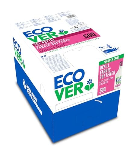 Image of Ecover Fabric Softener Refill, Fabric Conditioner to Soften Your Clothes, Fresh Apple Blossom & Almond Scent, 1 x 495 Washes, 1 x 15L