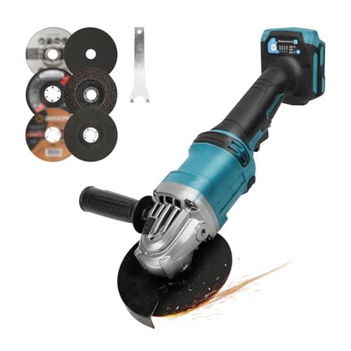Image of Cordless Angle Grinder for Makita 18V, 125mm 10000RPM Cut Off Tool Electric Grinder Brushless Motor with 6PCS Discs for Wood Plastic Metal Cutting Polishing (NO Battery)