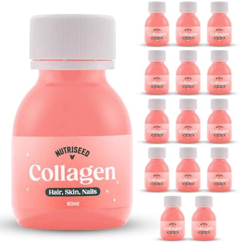 Image of Nutriseed Collagen Shots (14 x 60ml) - High Strength 5000mg Marine Collagen Blended with Pineapple, Acerola Cherry, Strawberry, Lemon and Apple, Vitamin C, Supports Healthy Hair, Skin & Nails