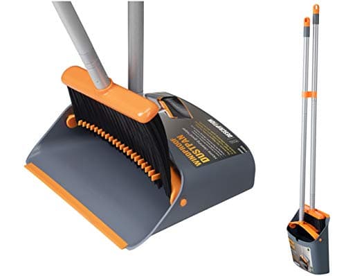 Image of Jekayla Long Handled Dustpan and Brush, Broom and Dustpan Set, Household Dust pan Combo with 54 Inch Handle for Indoor Outdoor Household Cleaning and Sweeping (Orange)