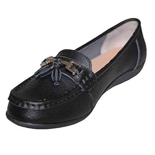 Image of Boulevard Womens/Ladies Action Leather Tassle Loafers (6 UK) (Black)