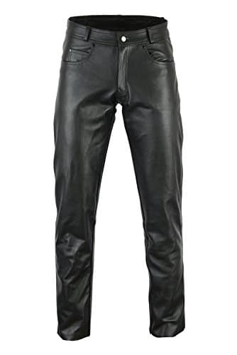 Image of Bikers Gear Australia Ladies Soft Leather Rock & Roll Motorcycle Comfort Leather Jeans Trousers, Black, Size Lrg