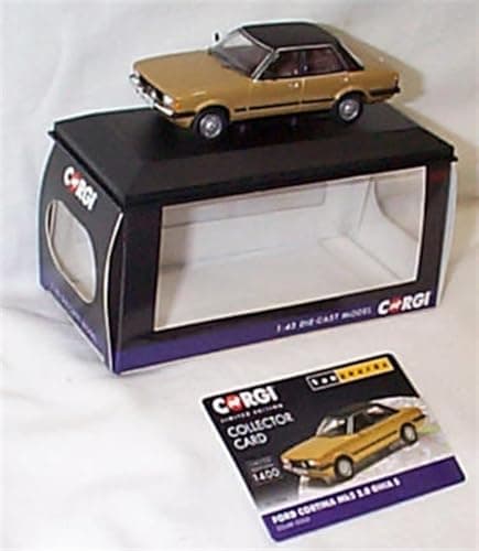 Image of Corgi Vanguards F0RD Cortina Mk5 2.0 Ghia S Solar Gold vehicle 1:43 scale diecast model