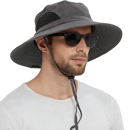Image of EINSKEY Wide Brim Sun Hat, UPF 50+ UV Protection Waterproof Packable Bucket Hat for Men & Women, Fishing Hiking Beach Garden Dark Grey