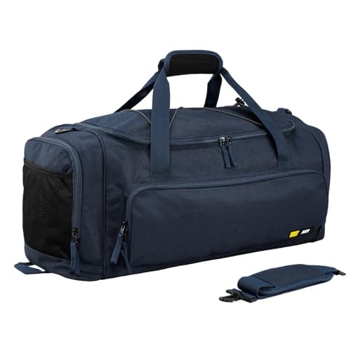 Image of MIER Gym Bag Sports Duffel Bag for Men and Women with Shoes Compartment, Weekend Overnight Bag Carry on,Dark Blue