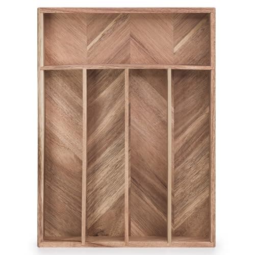 Image of woodluv Cutlery Drawer Organiser, Expandable Utensil Tray for Kitchen, Adjustable Compartment Holds Kitchen Utensils Office Supplies, Storage for Cutlery, Acacia Wood