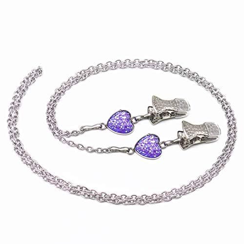 Image of Mimimelon Heart Eyeglass Chains For Women Reading Glasses Strap Holder Sunglasses Necklace Lanyardr-lavender