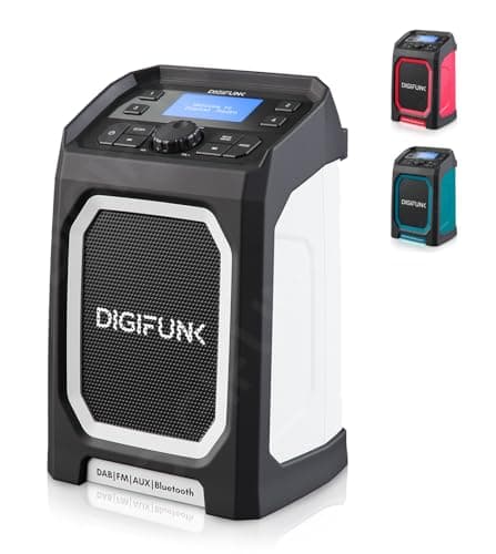Image of DigiFunk Work Site Radio | USB Rechargeable | DAB+, DAB, FM, Bluetooth, AUX Input | IP65 Waterproof Rugged Durable Design | Perfect for Builders, Outdoors, Warehouse, Garage, DIYer, Shed
