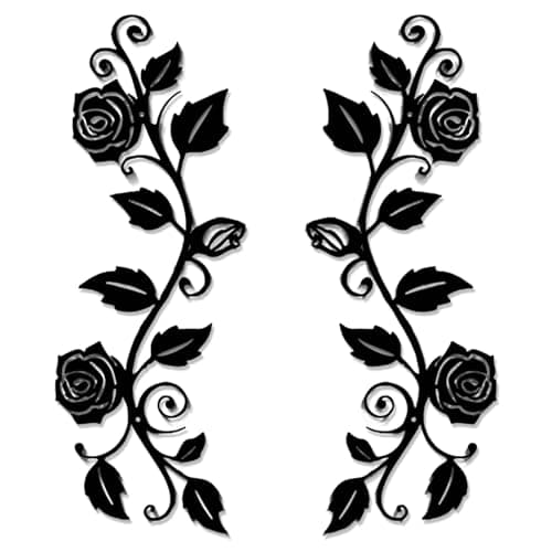 Image of Leseogye 2PCS Rose Leaf Metal Wall Art for Garden, Black Wall Decor, Garden Wall Art Outdoor, Ornament for Livingroom and Bedroom