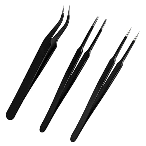 Image of 3pcs Anti-Static Precision Tweezers Set Modelling Tweezers for Crafting Include Needle Nose Thin Curved Tweezers for Electronic Repair, Handicraft, Laboratory, Jewelry Manufacturing etc