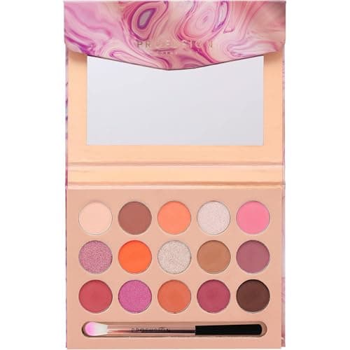Image of Profusion Cosmetics Rose Gold 15 Shades Eyeshadow Palette with Mirror and Brush, Stunning Shimmer Shades for All Skin Types - Multi