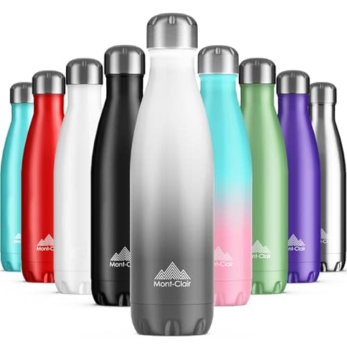 Image of Mont-Clair Stainless Steel Water Bottle, Vacuum Insulated - BPA Free, 12h Hot & 24h Cold Drinks, Metal Water Bottle 750ml Leakproof, Ideal for Adult, Kids, Running - Gradient - White & Grey