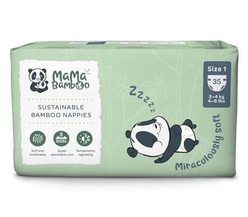 Image of Mama Bamboo Soft Newborn Eco Sustainable Nappies (Size 1) - Chlorine-Free Hypoallergenic (35 pcs per pack)
