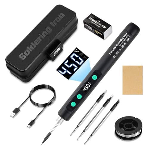 Image of Cordless Soldering Iron Kit with LCD Display,Portable Rechargeable USB Soldering Iron Tool,Adjustable Temperature 180℃-450℃,for Electronics Repair,DIY Projects,Jewelry