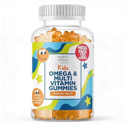 Image of Omega 3 and Multivitamin for Children, 120 Gummies for Kids - Orange Flavour- 9 Essential Vitamins + Minerals, Vitamin C D A & B Vitamins for Children - Pack of 120 Chewable Vitamins - by Club Vits