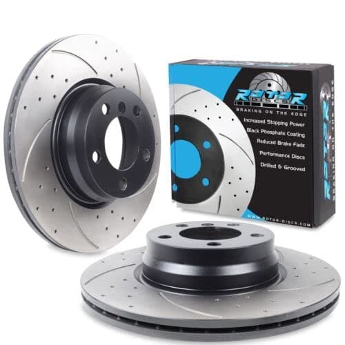 Image of Direnza Front Drilled Grooved 330mm Brake Discs Compatible with BMW 3 Series F30 325D 328I 330D 11+
