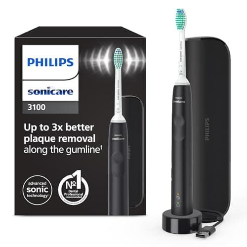 Image of Philips Sonicare 3100 Electric Toothbrush, Sonic Toothbrush, Pressure Sensor and Timer, Travel Case, Black, HX3673/14