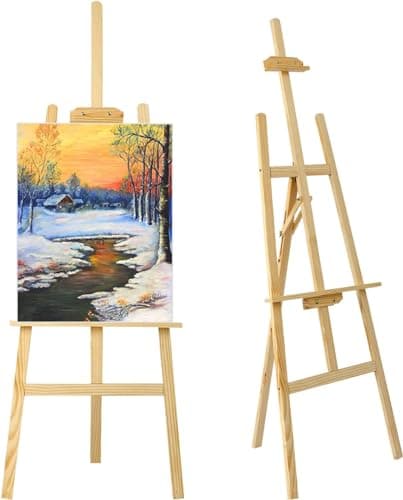 Image of Trintion Easel Stand 1.5M Studio Easel Adjustable Drawing Painting Holder Folding Art Stand for Wedding Wooden A-Frame Display Drawing Board for Painting