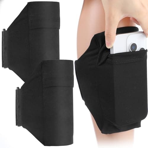 Image of 2PCS Cell Phone Leg Straps, Black Leg Phone Holder, Adjustable Cellphone Leg-Band for Women and Men, Non Slip Smartphone Armband for Running, Hiking, Equestrian, Motorcycle, Workout, Walking, Hiking