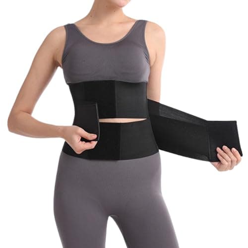 Image of Adjustable Back Support Workout Belly Band Postpartum Belly Wrap Waist Trimmer Sweat Belt Tummy Girdle Corset Body Shaper Slimming Body Shaper Workout Sports Girdles Band for Women Men (S)
