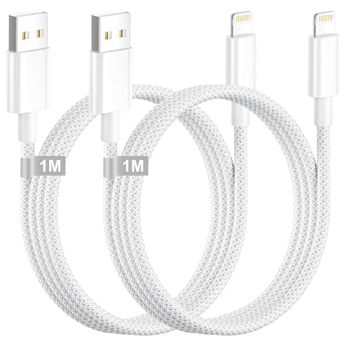 Image of iPhone Charger Cable 1M 2Pack [Apple MFi Certified], USB to Lightning Cable Braided iPhone cable Fast Charging iPhone Fast Charger Cable Lead Wire for iPhone 14/13/12/11 Pro Max/Plus/XS/8/SE/Mini