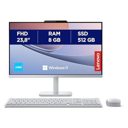 Image of Lenovo A100 All-in-One Desktop PC | 23.8 inch Full HD | Intel N100 | 8 GB RAM | 512 GB SSD | Wi-Fi 6 | Windows 11 Home | Wireless EOS Keyboard and Mouse | Cloud Grey |