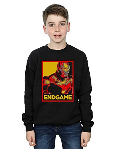 Image of Marvel Boys Avengers Endgame Iron Man Poster Sweatshirt Black 9-11 Years