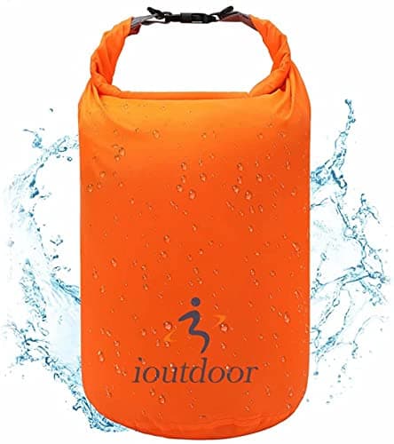 Image of ioutdoor Waterproof Dry Bags Lightweight 2L/5L/10L/20L Keep Dry Clean, Dry Compression Sacks Small Large for Kayaking, Hiking, Swimming, Camping, Canoeing, Boating, Fishing (Orange, 5L)