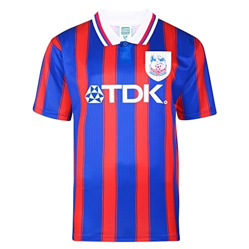 Image of Crystal Palace 1997 Retro Football Shirt Blue/Red Large Polyester