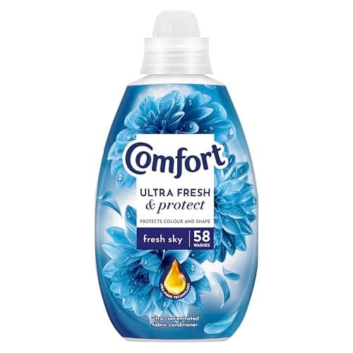 Image of Comfort Ultra Fresh & Protect Fresh Sky Fabric Conditioner softener with Pro-Fibre Technology Protects Colour and Shape 58 washes (870 ml)