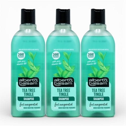 Image of Alberto Tea Tree Tingle Shampoo 3 x 300ml – Invigorating Cleansing Shampoo with Tea Tree & Pro-Vitamin B5 | Refreshes Scalp & Strengthens Hair