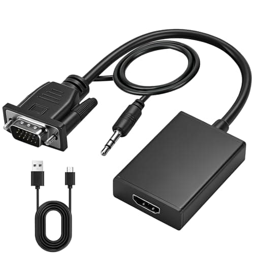 Image of Fawley VGA to HDMI Adapter with Audio 1080P VGA Source to HDMI Display Converter Cable with 3.5mm Audio Unidirectional Monitor Connector for Old PC Laptop to New TV Projector Plug Play (Black)