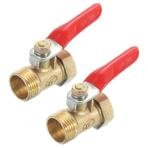 Image of sourcing map 2Pcs Brass Water Mini Ball Valve Shut Off Switch, G3/8" Male x G3/8" Female Tubing Fitting Straight Coupling Adapter, 180 Degree Operation Handle, Brass Valve