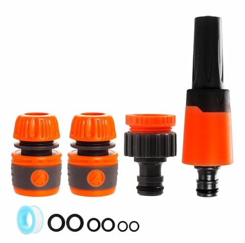 Image of Garden Hose Pipe Spray Gun Hose Nozzle Hose Fitting Starter Set with Tap Hose Connectors and Fittings, Water Hose Spray Gun for Plants Lawns Watering, Car Cleaning, Pets Bathing