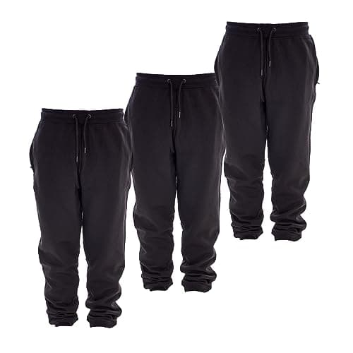 Image of Keanu 3 Pack Regular Fit Kids Joggers - Super Soft Jogging Bottoms with Brushed Fleece Lining - Lounge Pants Gym Joggers Boys Girls School Uniform - Kids Sizes 5-14 Years (Black Pack, 9-10 Years)